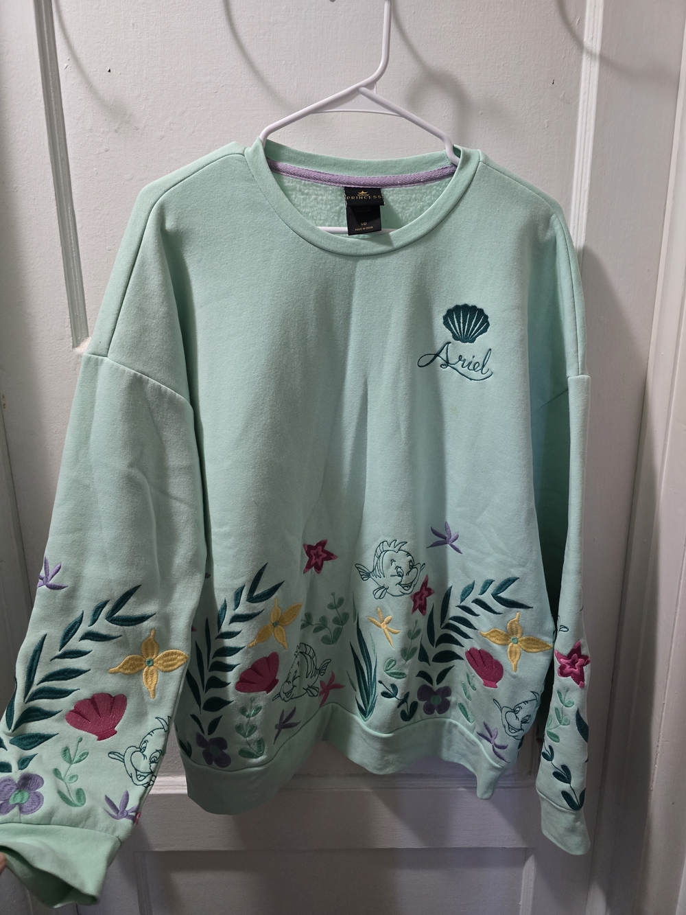 Disney Princess Ariel Mint Green Sweatshirt with Embroidery